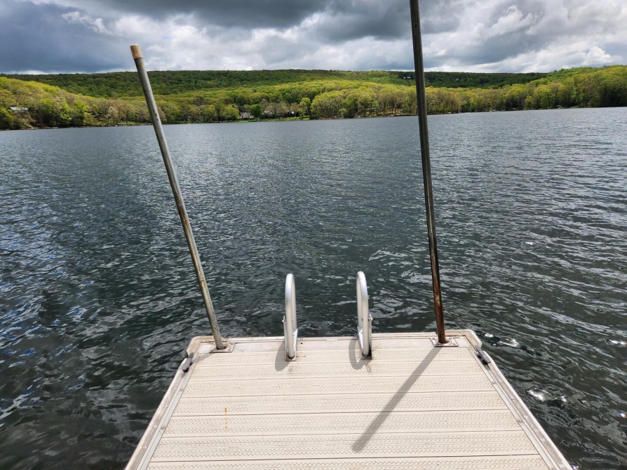 Private dock with ladder for wading in the water