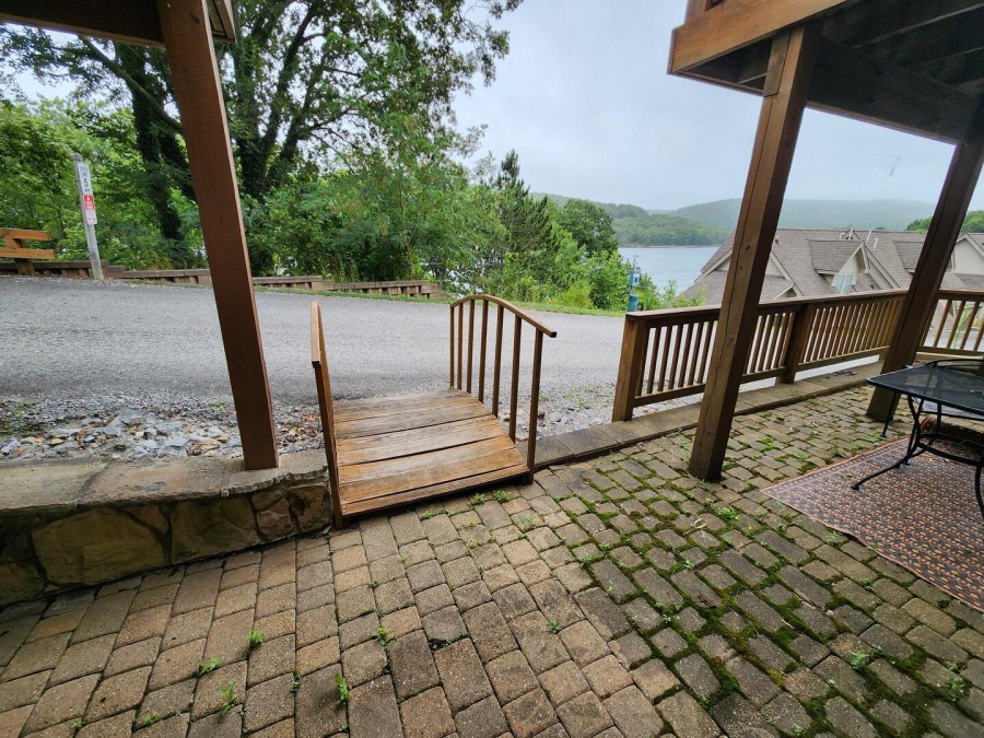 lower level patio with easy walk to Lake